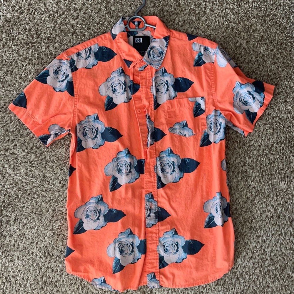 RSQ Orange Rose Short Sleev Button Down